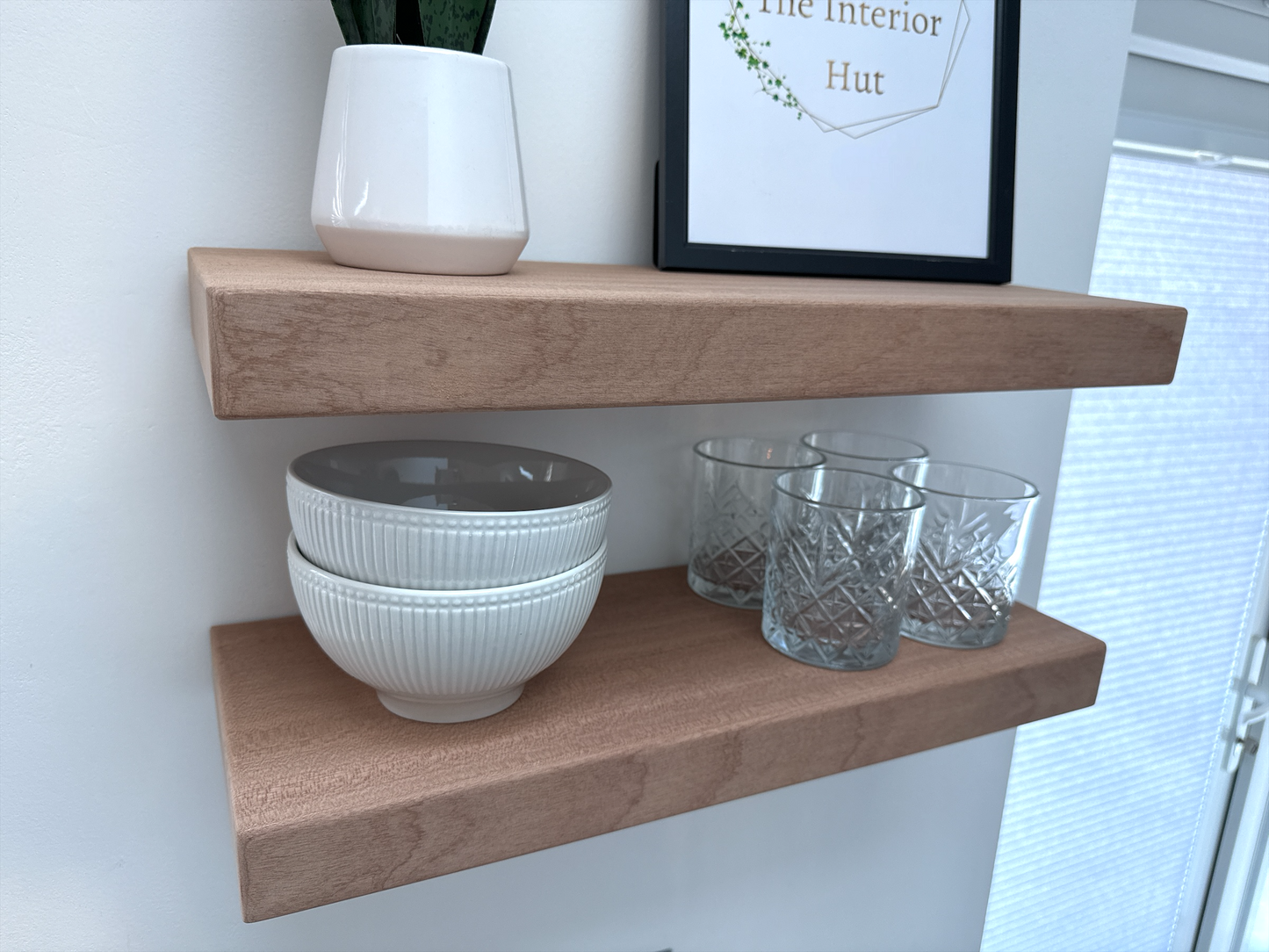 Sapele Floating Shelf - Smooth Finish 20cm Deep x 4.5cm Thick (8"x2")