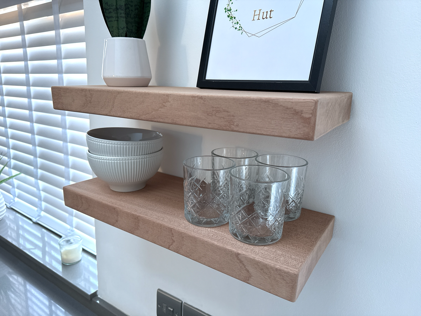 Sapele Floating Shelf - Smooth Finish 20cm Deep x 4.5cm Thick (8"x2")