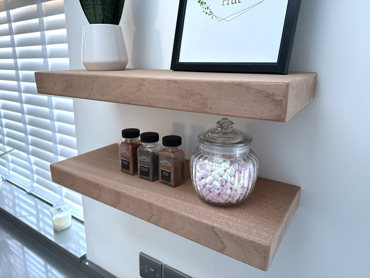 Sapele Floating Shelf - Smooth Finish 20cm Deep x 4.5cm Thick (8"x2")