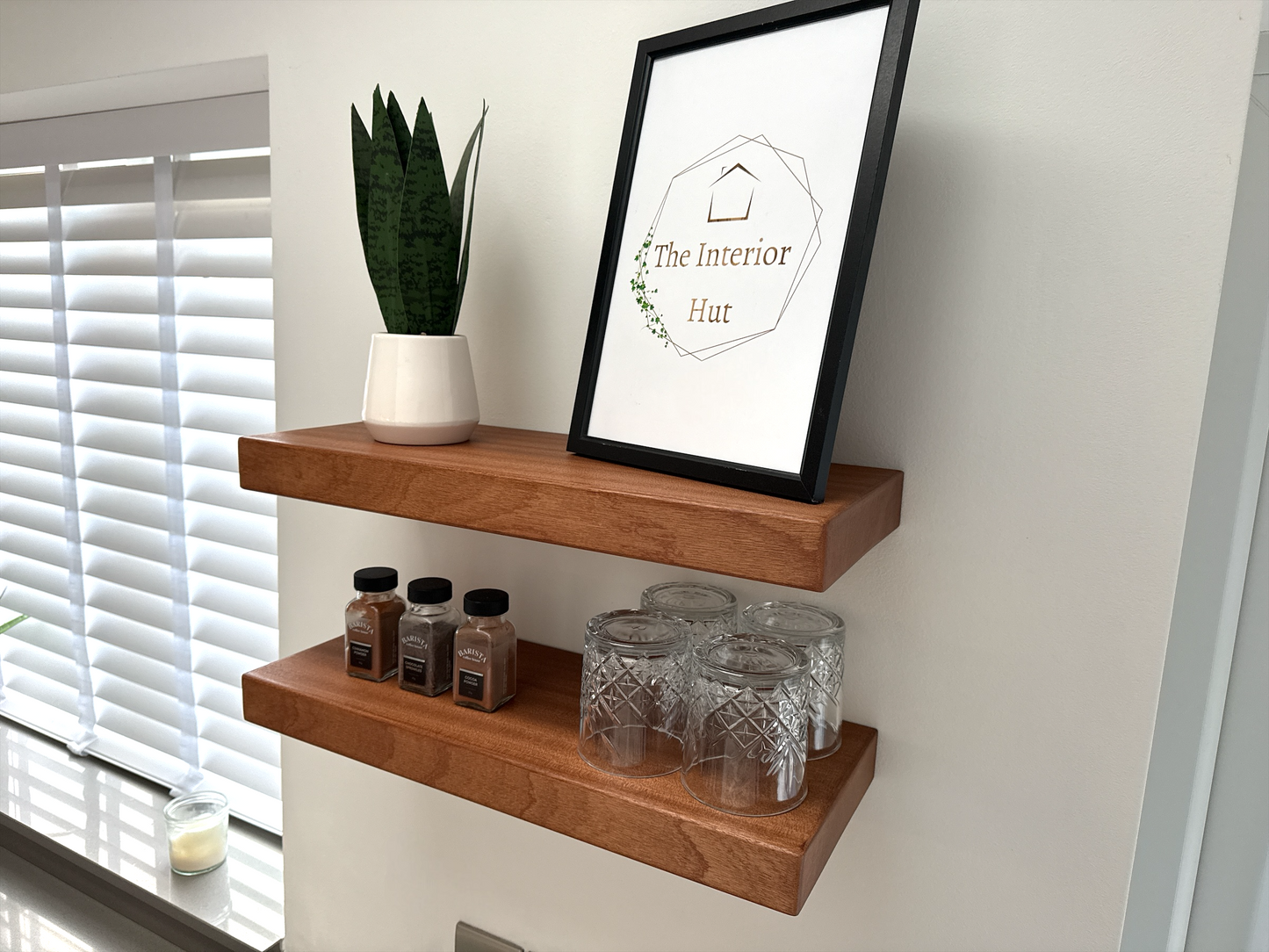 Sapele Floating Shelf - Smooth Finish 20cm Deep x 4.5cm Thick (8"x2")