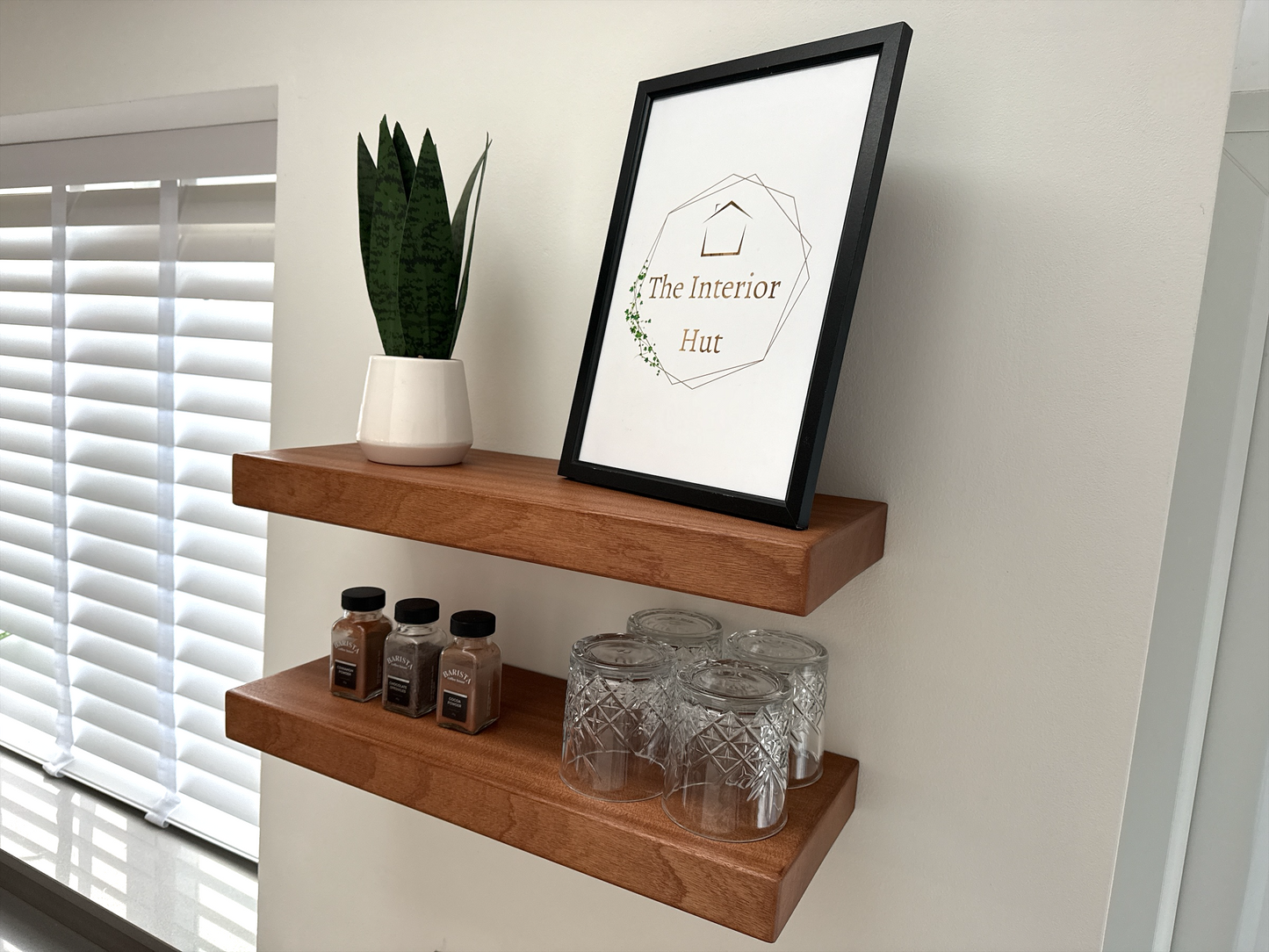 Sapele Floating Shelf - Smooth Finish 20cm Deep x 4.5cm Thick (8"x2")