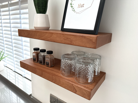 Sapele Floating Shelf - Smooth Finish 20cm Deep x 4.5cm Thick (8"x2")