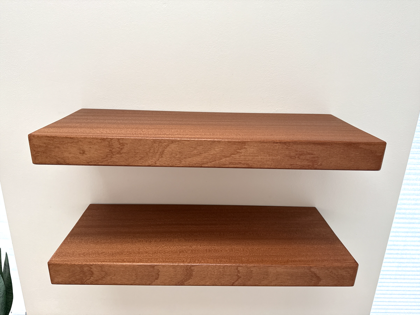 Sapele Floating Shelf - Smooth Finish 20cm Deep x 4.5cm Thick (8"x2")