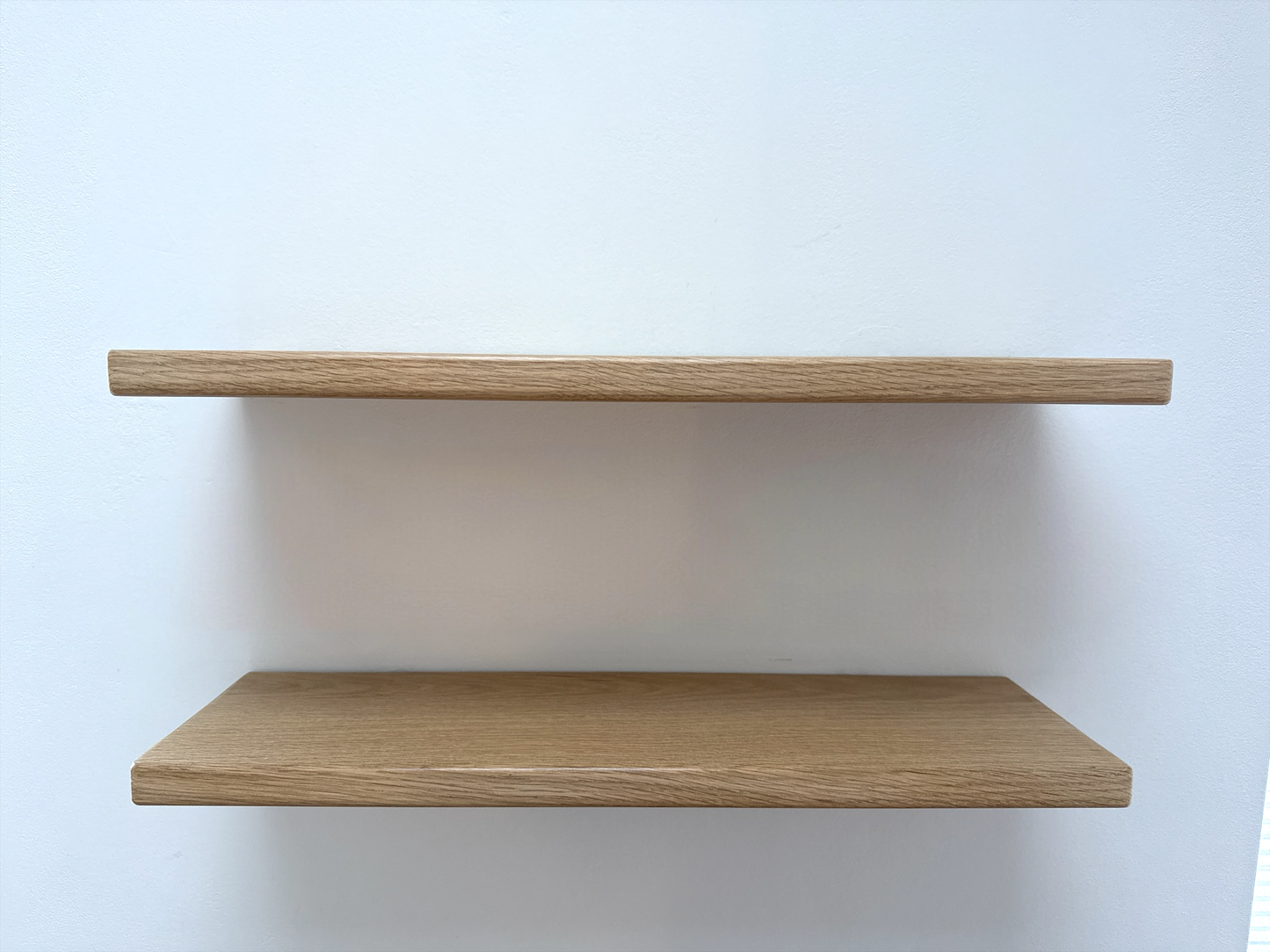 Oak Floating Shelf - 15cm Deep x Slim 2.2cm Thick - For masonry walls