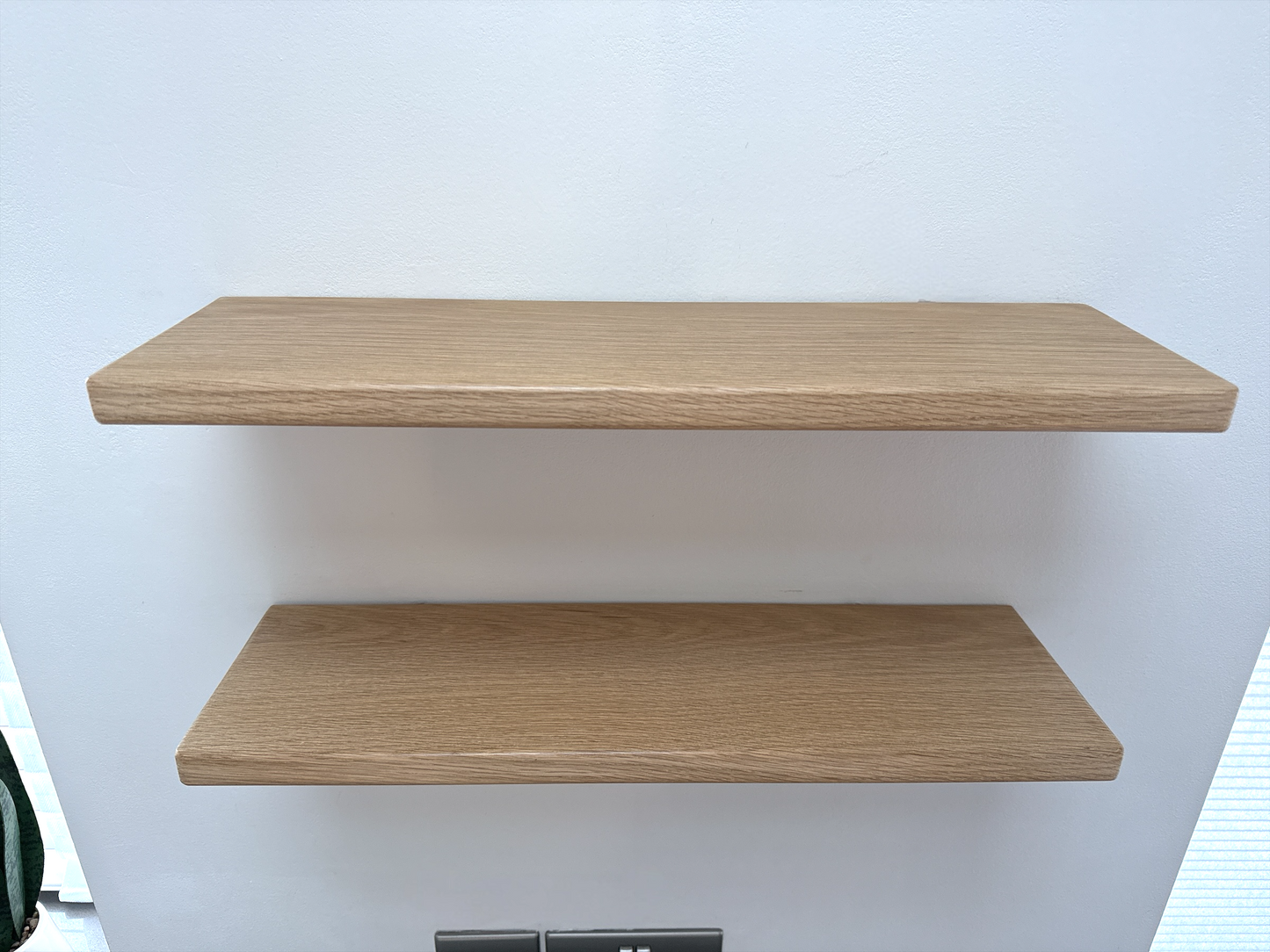 Oak Floating Shelf - 15cm Deep x Slim 2.2cm Thick - For masonry walls