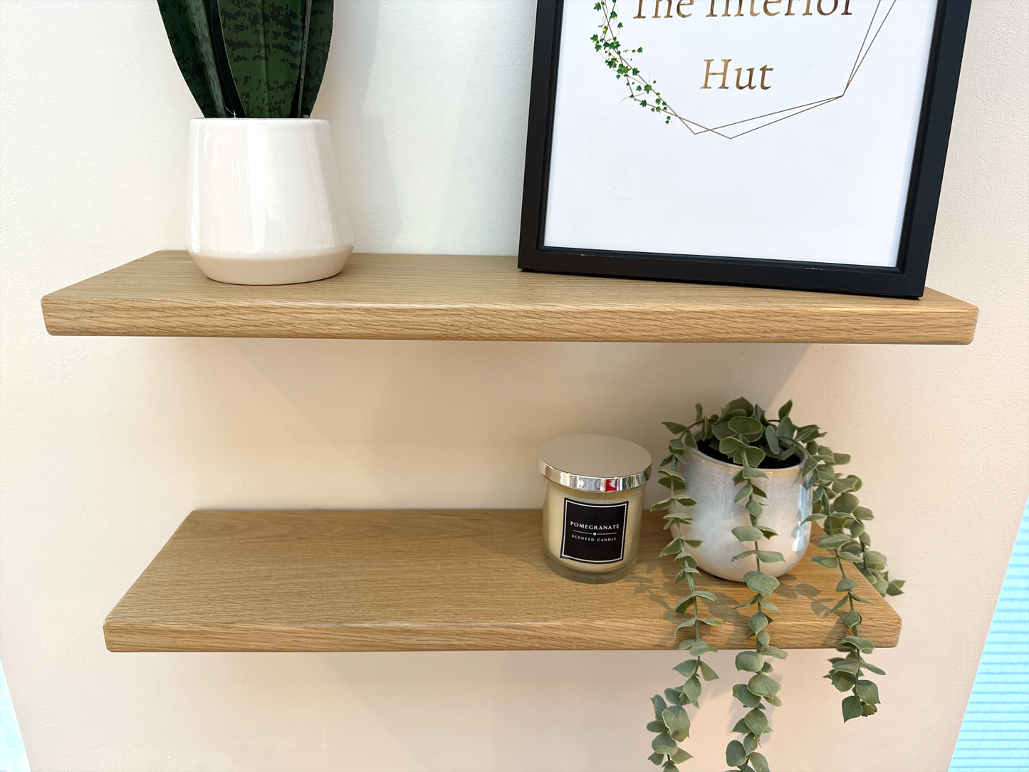 Oak Floating Shelf - 15cm Deep x Slim 2.2cm Thick - For masonry walls