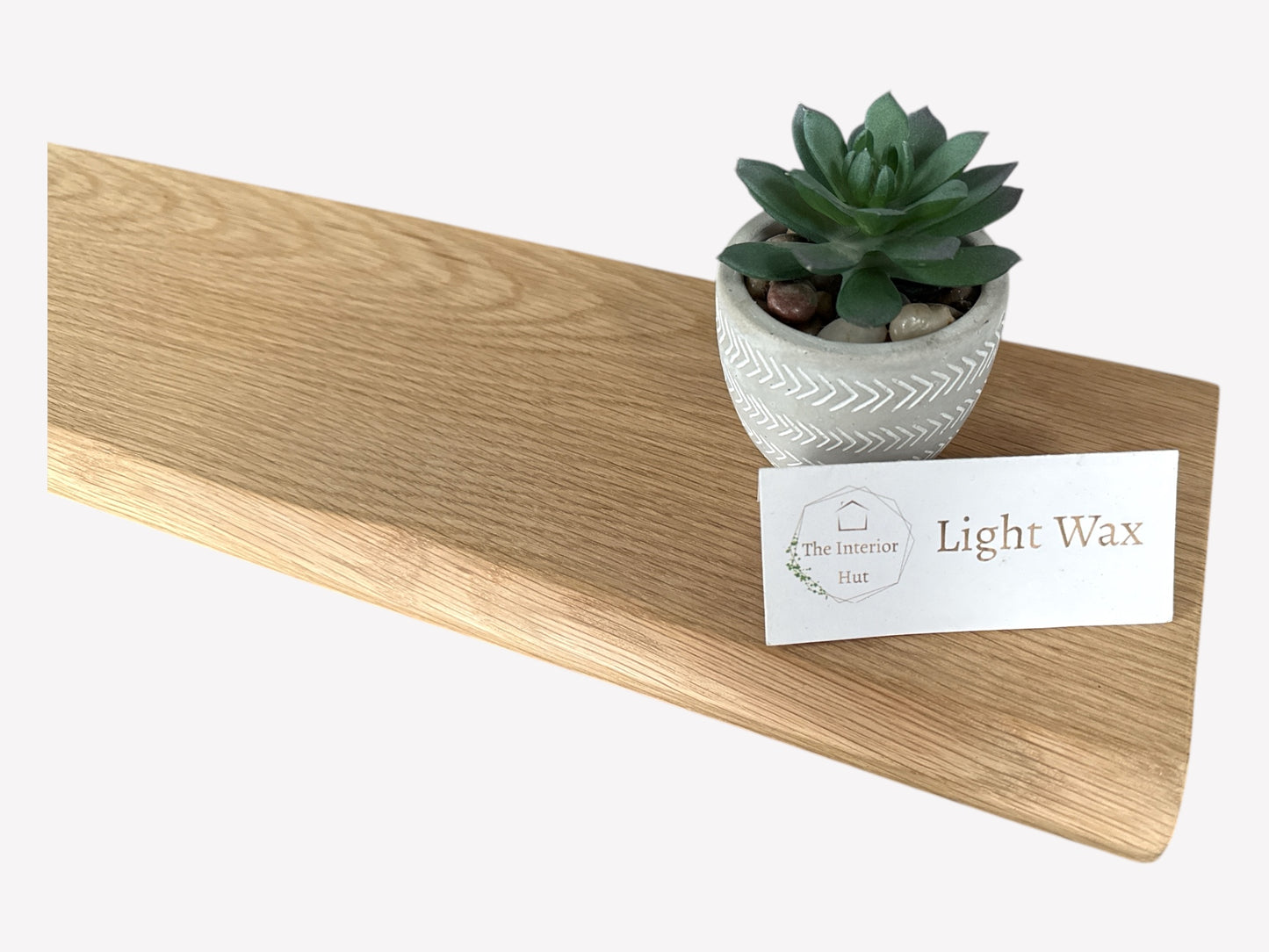 Live Edge Floating Shelf for Plasterboard (stud) walls - Solid Oak Smooth Finish 15cm Deep x 2.2cm Thick