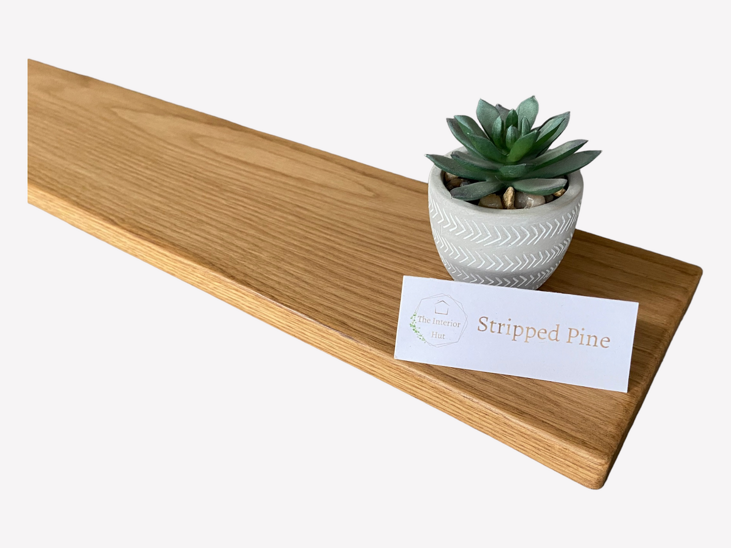 Slim Oak Floating Shelf - Smooth Finish 35cm Deep x 15cm x 2cm Thick for plasterboard walls