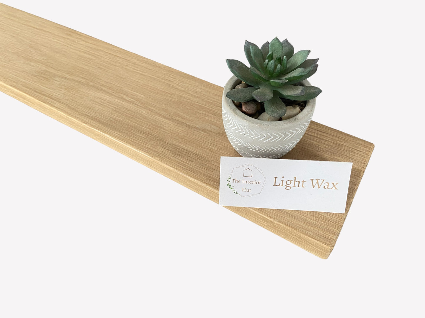 Slim Oak Floating Shelf - Smooth Finish 35cm Deep x 15cm x 2cm Thick for plasterboard walls