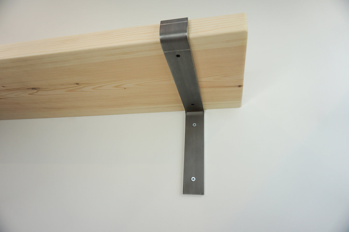 Solid Pine Wooden Shelf & Metal Brackets- Smooth Finish 22cm Deep x 3.5cm Thick