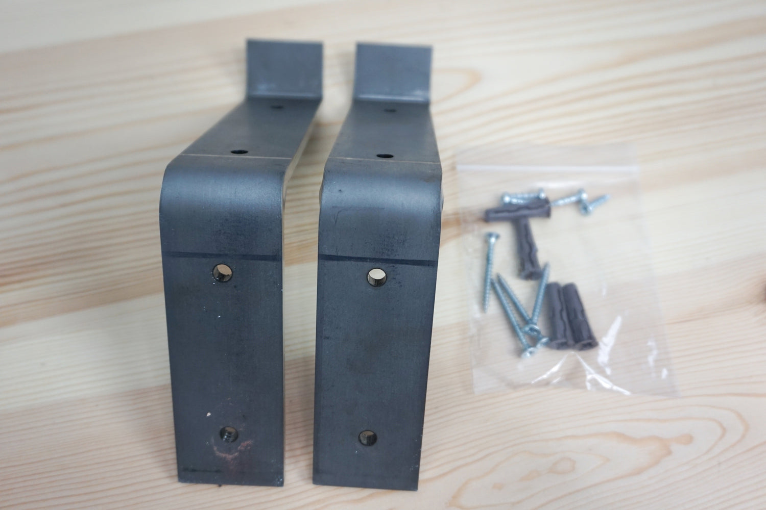 Folded Metal Shelf Brackets (Raw Steel- Pair) For 150mm (6") Deep Shelves | UK Manufactured | 6mm x 40mm Steel | Fixings Below