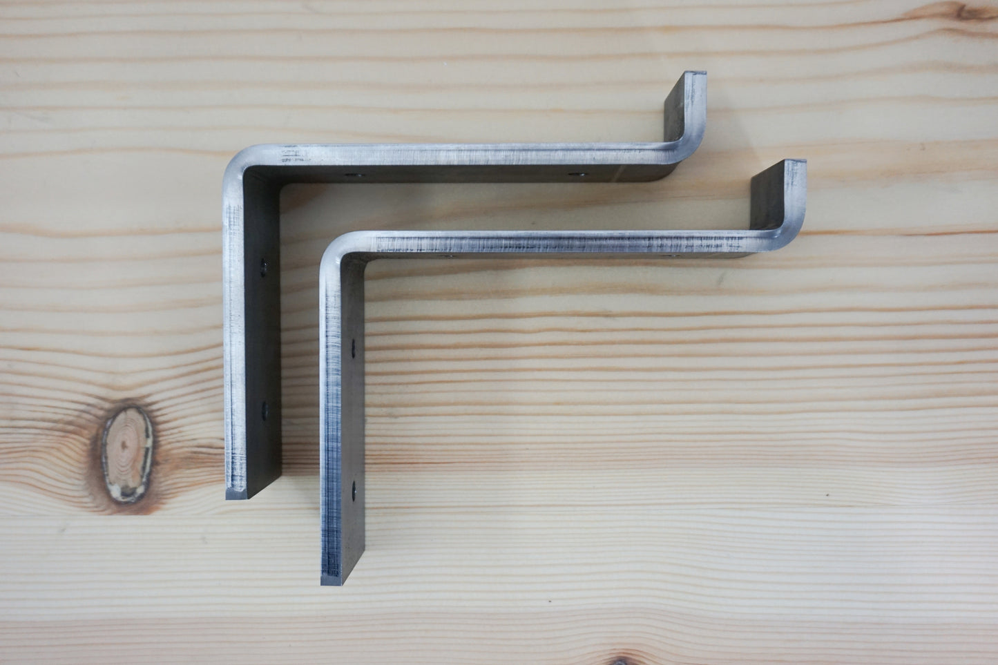 Folded Metal Shelf Brackets (Raw Steel- Pair) For 150mm (6") Deep Shelves | UK Manufactured | 6mm x 40mm Steel | Fixings Below