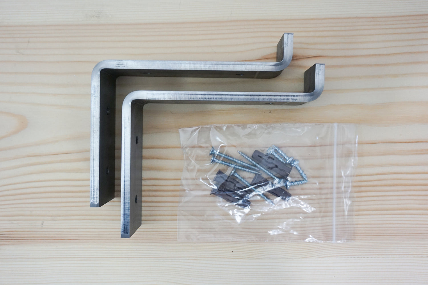 Folded Metal Shelf Brackets (Raw Steel- Pair) For 150mm (6") Deep Shelves | UK Manufactured | 6mm x 40mm Steel | Fixings Below