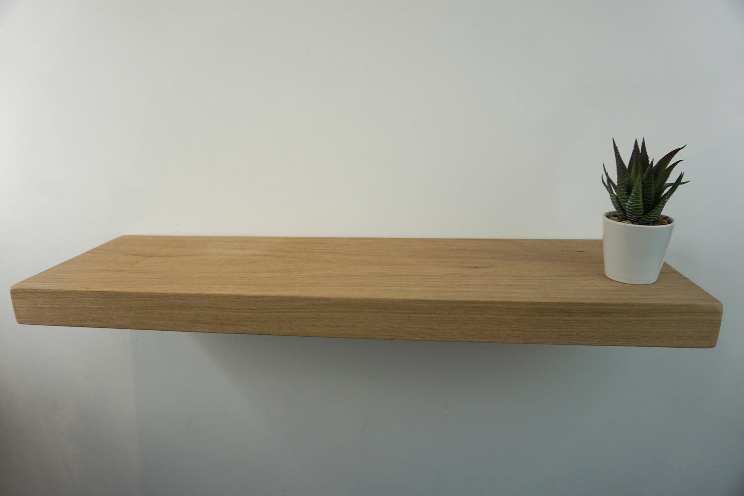 Chunky Oak Floating Shelf - Smooth Finish 24cm Deep x 5cm Thick