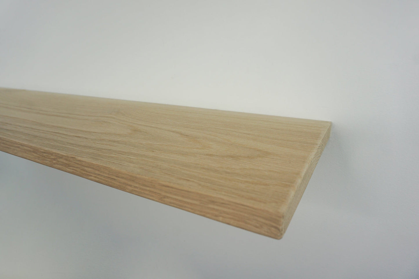 Oak Floating Shelf - 17.5cm Deep x slim 2cm Thick - For masonry walls - The Interior Hut