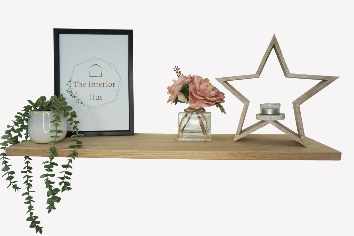 Slim Oak Floating Shelf Solid Oak Handmade In The UK 20cm deep