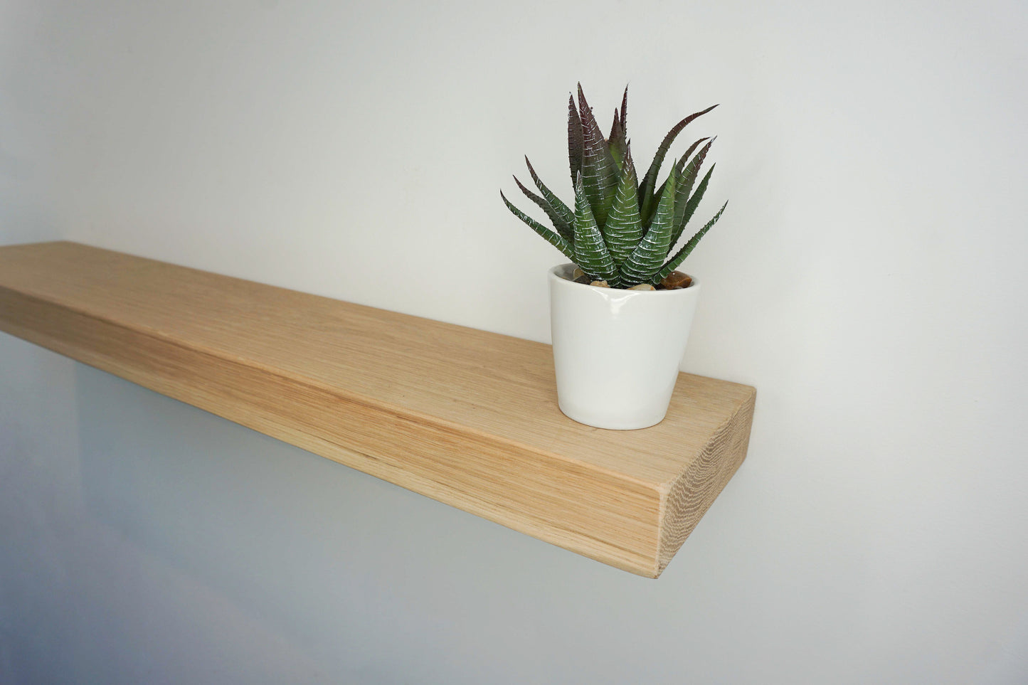 Oak Floating Shelf - Chunky 15cm Deep x 4.5cm Thick (6"x2") For masonry walls - The Interior Hut