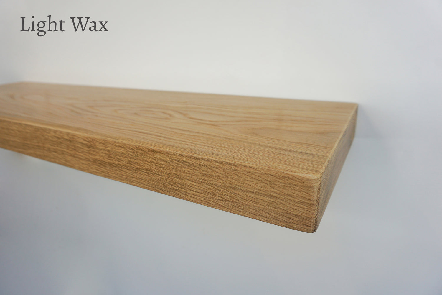 Chunky Oak Floating Shelf - Smooth Finish 24cm Deep x 5cm Thick in light wax