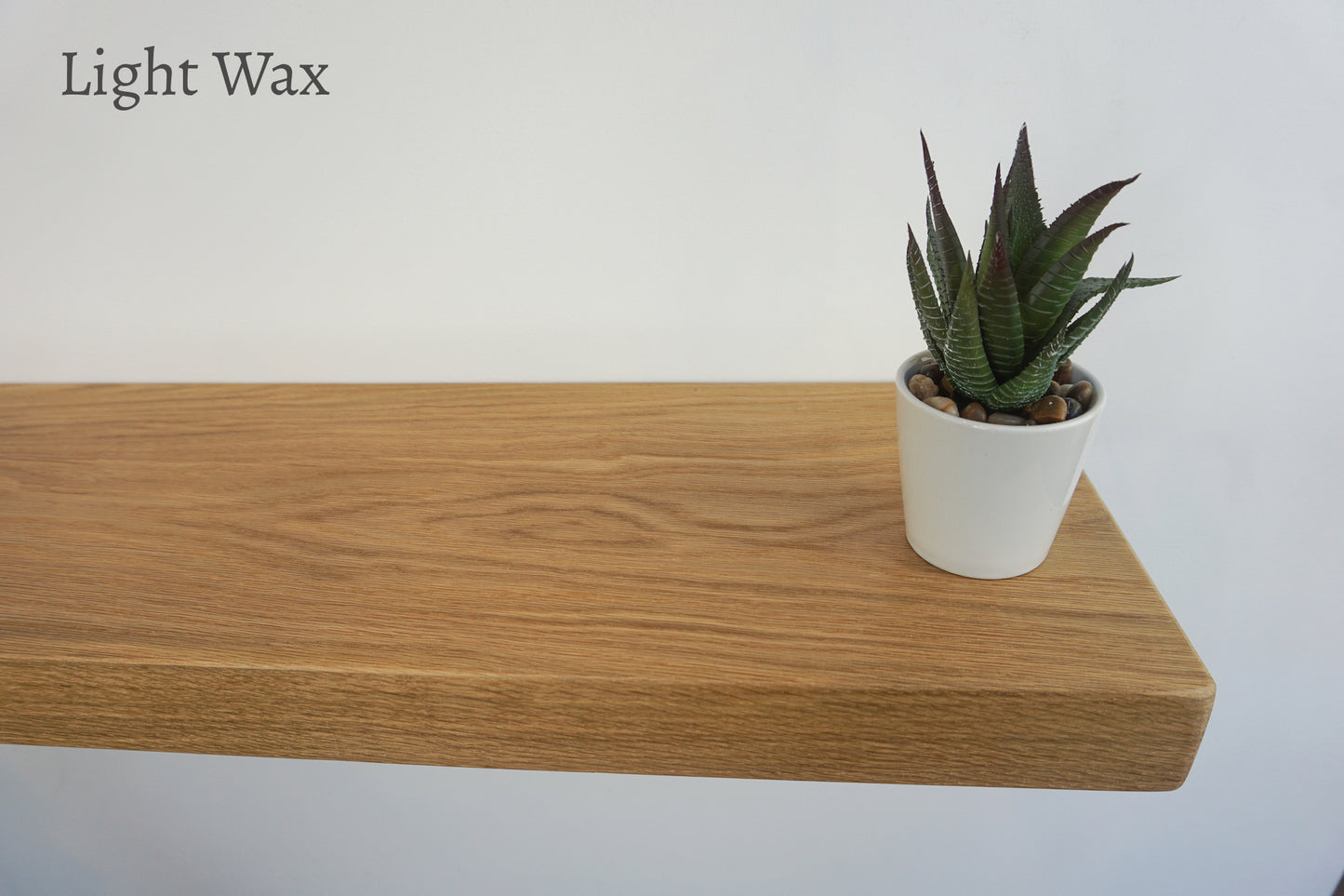 Chunky Oak Floating Shelf - Smooth Finish 24cm Deep x 5cm Thick in light wax