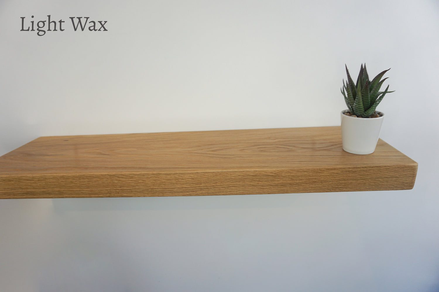 Chunky Oak Floating Shelf - Smooth Finish 24cm Deep x 5cm Thick in light wax