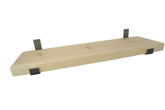 Solid Pine Wooden Shelf & Down Brackets- Smooth Finish 22cm Deep x 4.5cm Thick